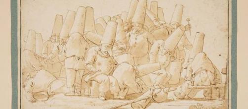 Giovanni Battista Tiepolo's "A Large Group of Punchinelli" (Image source: Dreweatts)