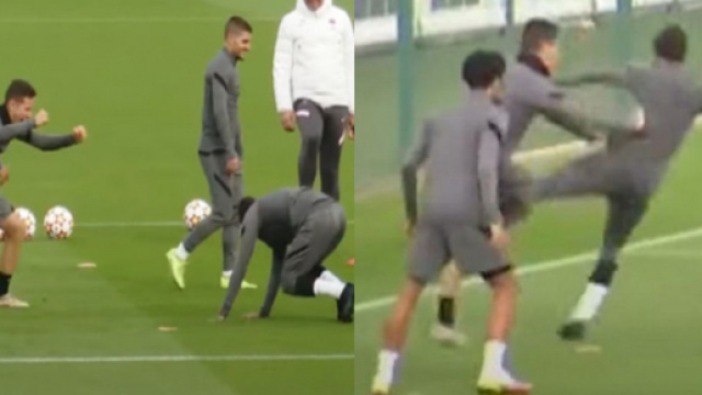 Neymar et Ander Herrera à l'entraînement du PSG. (crédit Twitter)