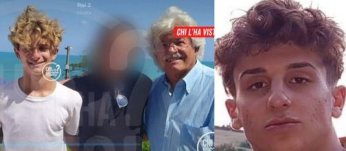 Da sinistra la foto di Razzi con un giovane somigliante ad Alessandro Venturelli, a destra il ragazzo scomparso il 5 dicembre 2020.