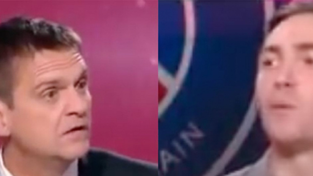 Gr&eacute;gory Schneider agac&eacute; par Bertrand Latour. (cr&eacute;dit La Chaine L'Equipe)