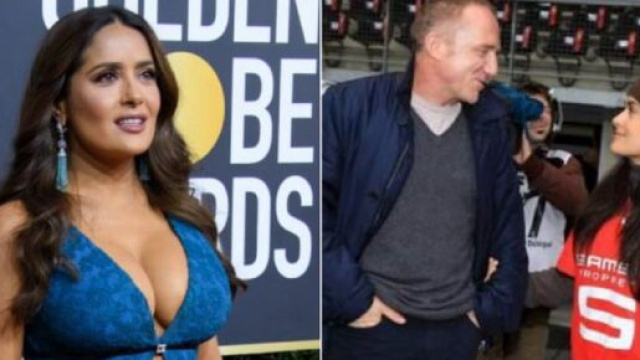 Salma Hayek très impliquée dans le mercato du Stade Rennais (capture YouTube et montage photo)