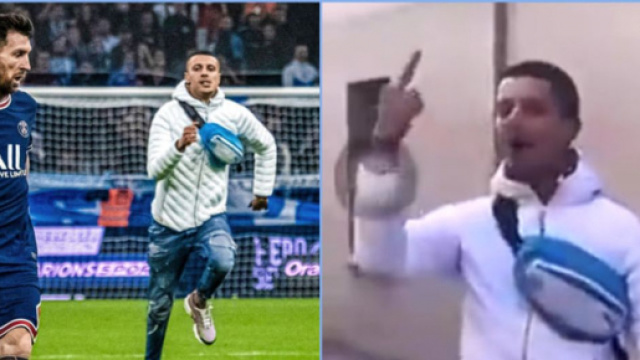 Leo Messi stoppé dans sa course par un fan de l'OM. (crédit Twitter)