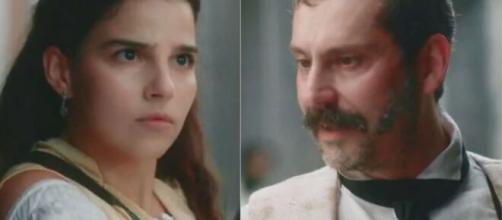 Pilar e Tonico em 'Nos Tempos do Imperador' (Fotomontagem/Reprodução/TV Globo)
