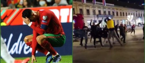 Le 'seum' de Cristiano Ronaldo contraste avec la joie des Serbes qui le chambrent (captures YouTube)