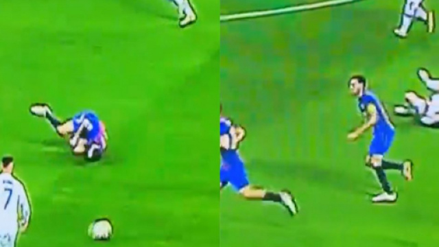 Sergio Busquets auteur d'une énorme simulation. (crédit Twitter)