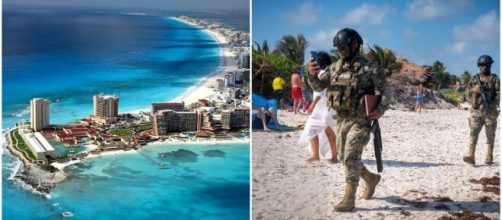 Au Mexique, les militaires surveillent souvent les plages publiques et privées en raison de la présence de cartels de la drogue- Source : montage