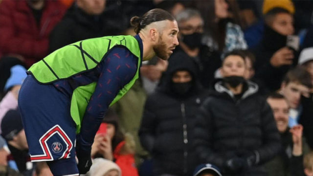 Sergio Ramos avec le PSG à Manchester City. (crédit Twitter)