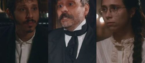 Nélio, Tonico e Dolores em 'Nos Tempos do Imperador' (Fotomontagem/Reprodução/TV Globo)