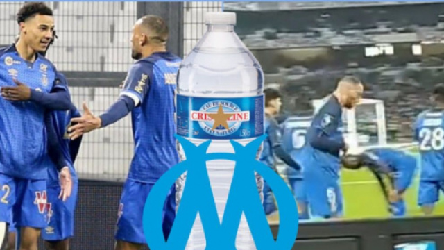 Les joueurs de Reims reçoivent des bouteilles au Vélodrome (capture YouTube)