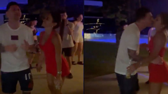 Leo Messi avec Antonella pendant ses vacances en Argentine. (crédit Twitter)