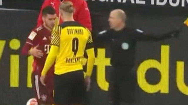 Erling Haaland et Lucas Hernandez lors du Classique d'Allemagne. (crédit Twitter)
