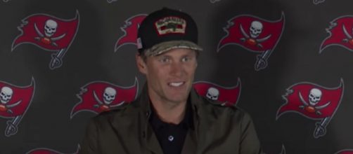 Brady improved to 10-0 against the Falcons (Image source: Tampa Bay Buccaneers/YouTube)