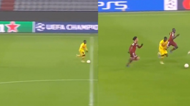 Leroy Sané auteur d'une énorme course pour rattraper Ousmane Dembélé. (crédit Twitter)