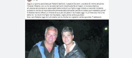 Ponte Morandi, Roberto Battiloro padre di Giovanni, una delle 43 vittime della tragedia, ha rifiutato risarcimenti da Autostrade per l'Italia.