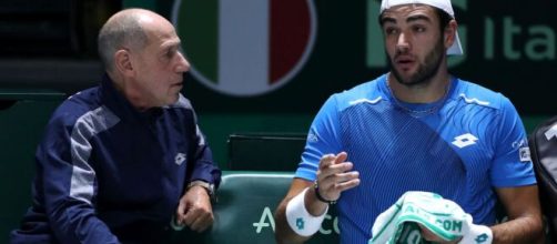 Da sinistra Corrado Barazzutti con Matteo Berrettini durante una sfida di Coppa Davis