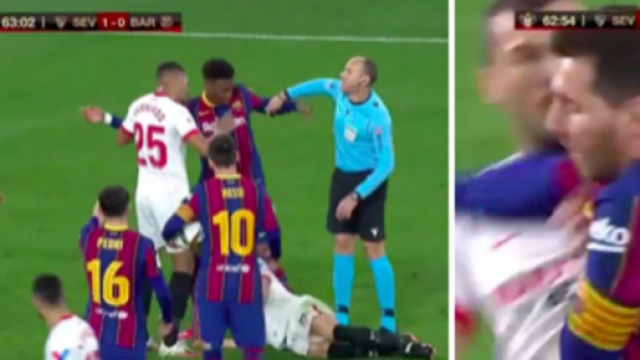 Le violent coup de coude de Messi fait le buzz - © capture d'écran vidéo Twitter