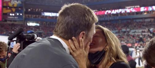Brady and Gisele celebrate after Bucs bagged Super Bowl LV. [© NFL/YouTube]