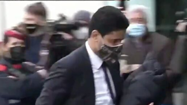 Le président du PSG insulté lors de son arrivée à Barcelone. (Capture)