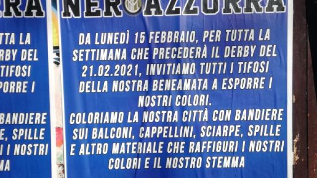 La Curva Nord si prepara al derby di Milano tappezzando la città di manifesti.
