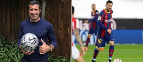 Luis Figo incendie Twitter avec son commentaire sur le salaire de Lionel Messi au Barça. ©Montage Leomessi Instagram