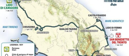 Il percorso della Tirreno - Adriatico 2021.