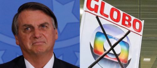 Bolsonaro mostra cartaz com 'Globo lixo'. (Foto: Arquivo Blastingnews)