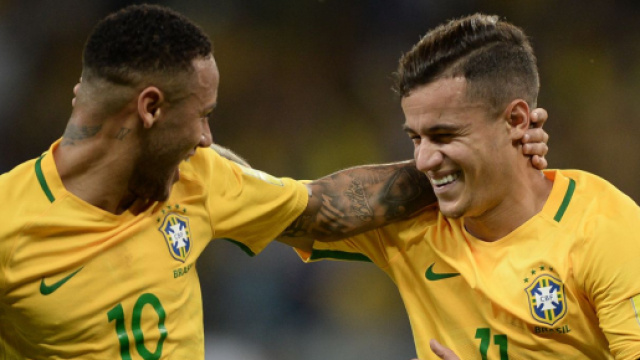 Neymar e Coutinho con la Nazionale brasiliana.