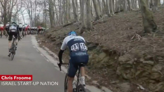 Chris Froome in difficolt&agrave; alla Volta Ctalunya