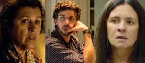 Lurdes, Danilo e Thelma vivem impasse em 'Amor de Mãe' (Fotomontagem/Reprodução/TV Globo)