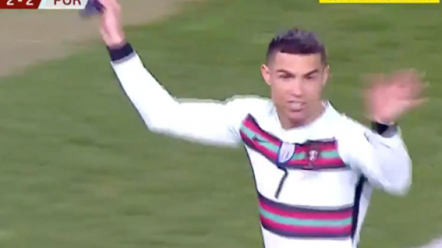 Ronaldo furieux après son but refusé face à la Serbie (capture).