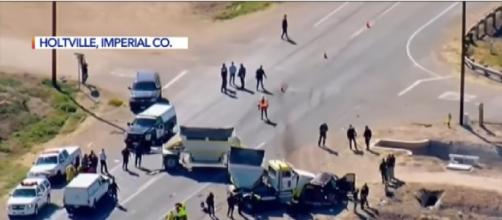 13 dead after SUV with 25 occupants collides with big rig near U.S.-Mexico border (Image source KTLA 5/YouTube)