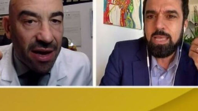 Matteo Bassetti e Dino Giarrusso, protagonisti di uno scontro nel corso di Omnibus su La 7.