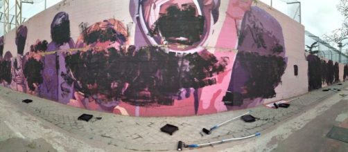 Mural feminista Ciudad Lineal destruido (Twitter @ierrejon )