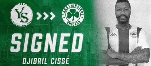 Djibril Cissé signe au Panathinaïkos de Chicago (Credit : Twitter club de PAO Chicago)