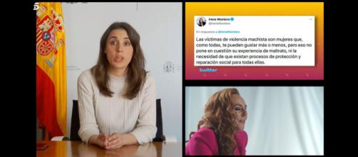 La videollamada que tuvo como protagonista a Irene Montero en 'Sálvame' tras sus tuits de apoyo a Rocío Carrasco. (Imagen: Captura de Telecinco)