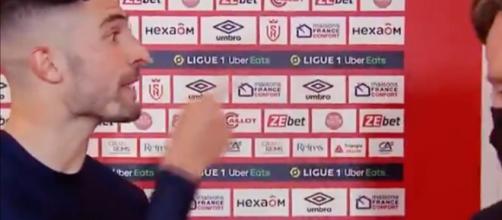 Alvaro a chambré son entraineur après la victoire de l'OM à Reims. (images Canal+ capture)