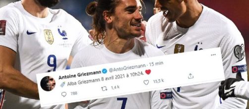 Antoine Griezmann vient d'annoncer la naissance de son 3e enfant (Credit : RMC Sport et Instagram officiel d'Antoine Griezmann)