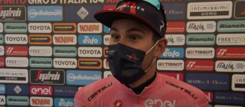 Filippo Ganna in maglia rosa al Giro d'Italia
