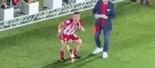 Olympiakos : Mathieu Valbuena dans tous ses états pour fêter le titre (Photo capture RMC Sports)