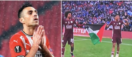Eran Zahavi au coeur d'une polémique après avoir photoshopé le drapeau palestinien. Photo Instagram Zahavi et photo Twitter