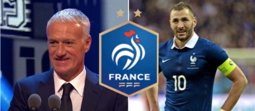 Didier Deschamps enfin réconcilié avec Benzema - source vidéo Youtube, Twitter et logo FFF wikipedia