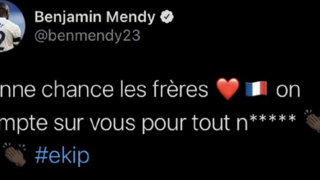 Benjamin Mendy commente la liste des Bleus en plein match (Source : Twitter officiel de Benjamin Mendy)