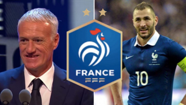 Didier Deschamps enfin réconcilié avec Benzema - source vidéo Youtube, Twitter et logo FFF wikipedia