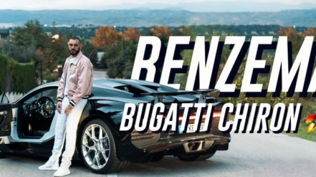 Karim Benzema qui pose devant sa dernière Bugatti Chiron - Source : Capture d'écran Vimeo