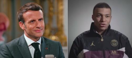 Emmanuel Macron en dit plus sur l'avenir de Kylian Mbappé - Photo capture d'écran vidéos Twitter et YouTube