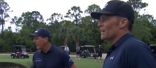 Mickelson and Brady were paired against Tiger Woods and Peyton Manning for a charity match (Image source: Bleacher Report/YouTube)