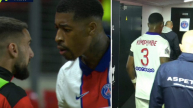 Presnel Kimpembe a insulté les Rennais après sa sortie sur expulsion. (capture match Canal+ Rennes vs PSG)