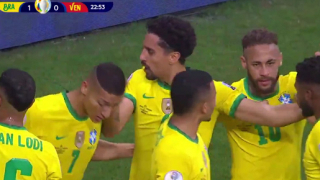 Les joueurs brésiliens du PSG ont brillé pour le premier match de la Copa America contre le Venezuela (Credit : Direct TV - capture)