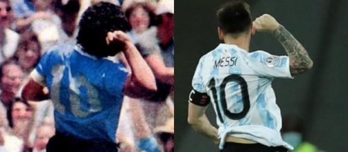 Lionel Messi célèbre son but comme Diego Maradona (Credit : capture Youtube et TyC Sport)