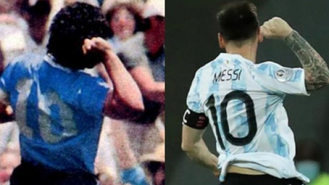 Lionel Messi célèbre son but comme Diego Maradona (Credit : capture Youtube et TyC Sport)